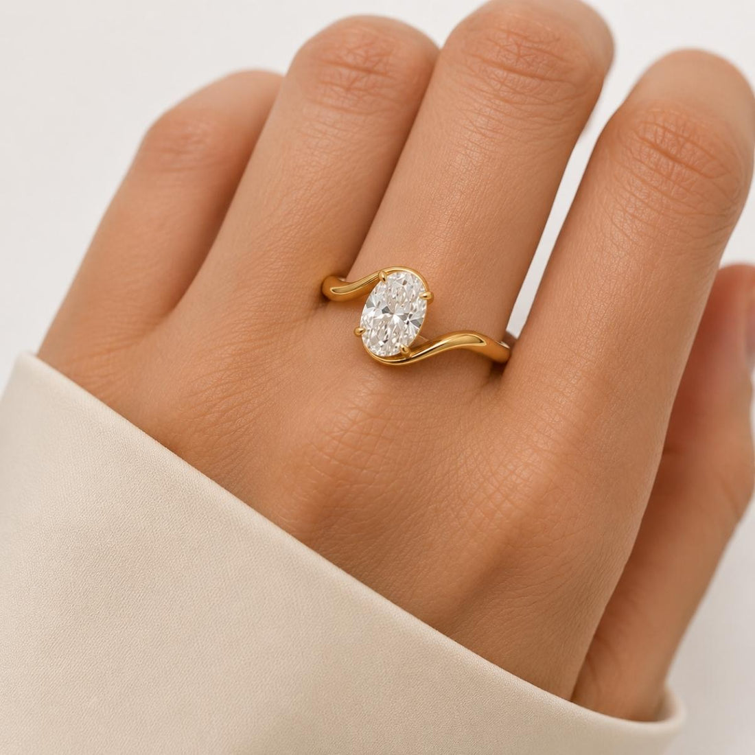 Celeste Wave Oval Lab Diamond Ring