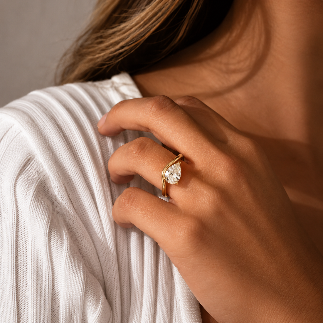 BC Signature Pear Cut Moissanite Ring