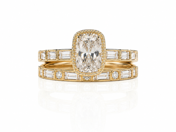 The Aurelia™ Emerald Cut Lab-Grown Diamond Bridal Set | 14K Solid Gold