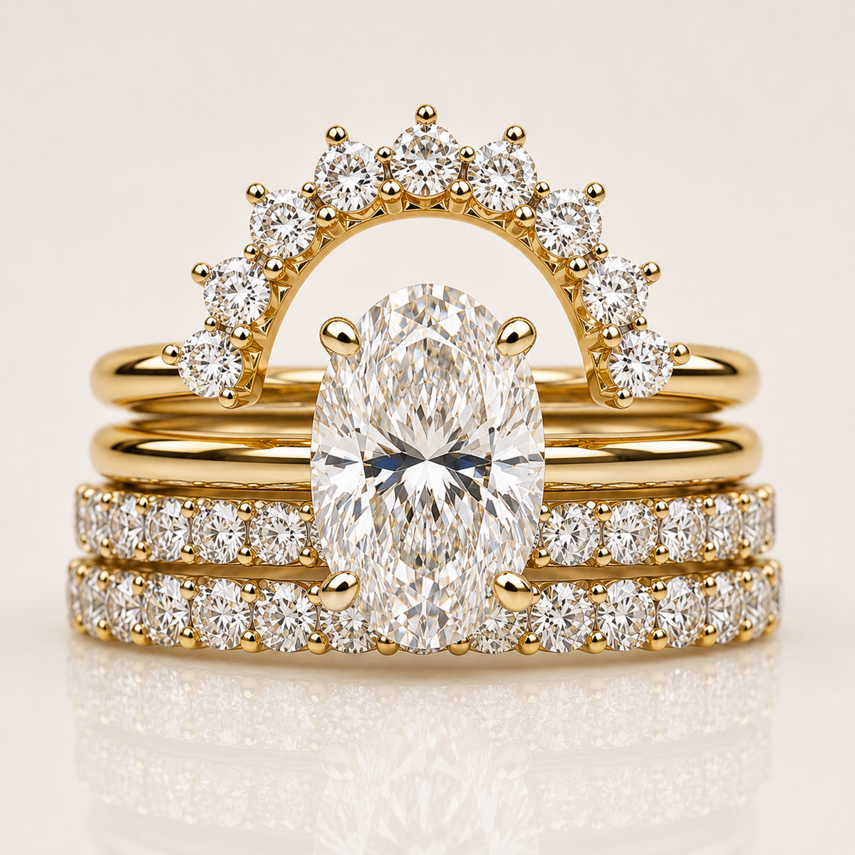 Aurora Halo Bridal Ring Set