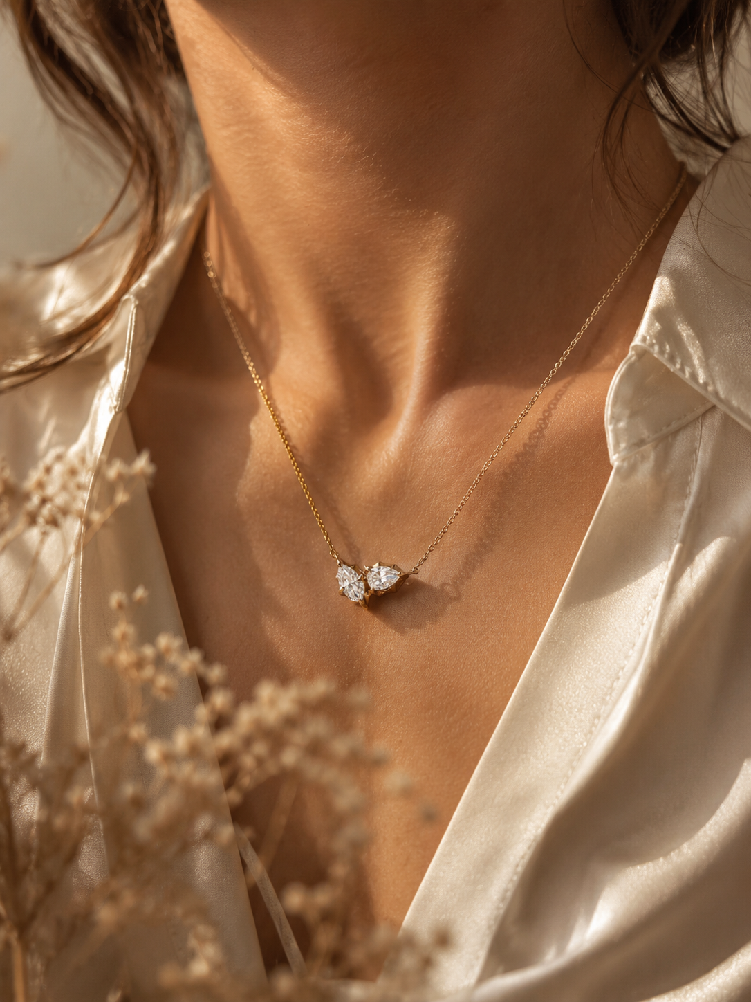 Marquise & Pear Lab-Grown Diamond Necklace – 0.60 CT | Solid Gold