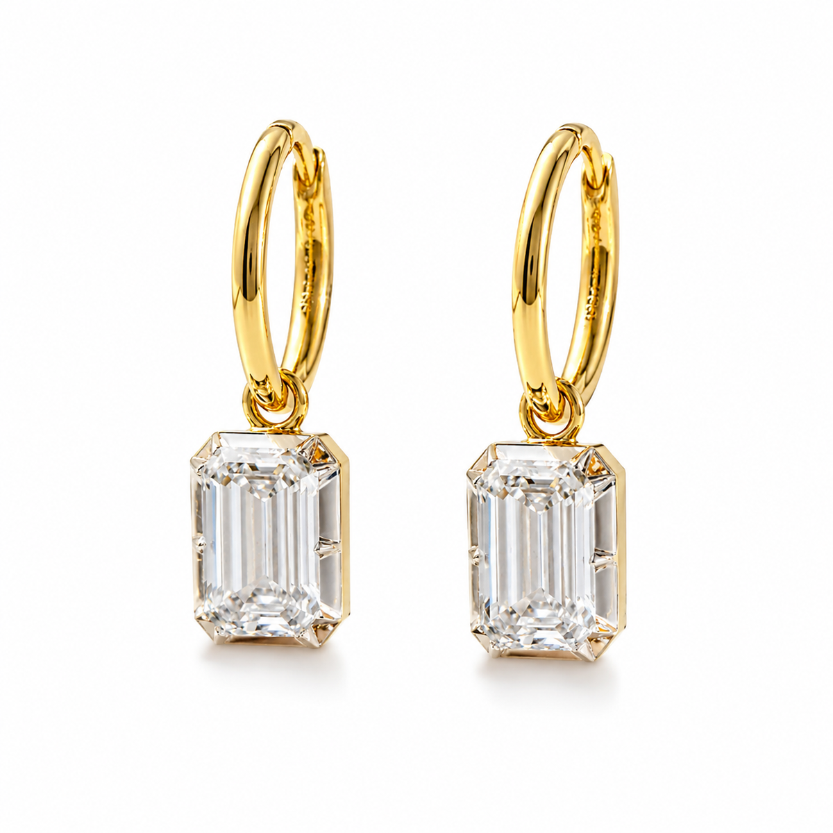 Emerald Cut Lab-Grown Diamond Hoop Earrings in Solid Gold | 3.00 CTW | IGI Certified