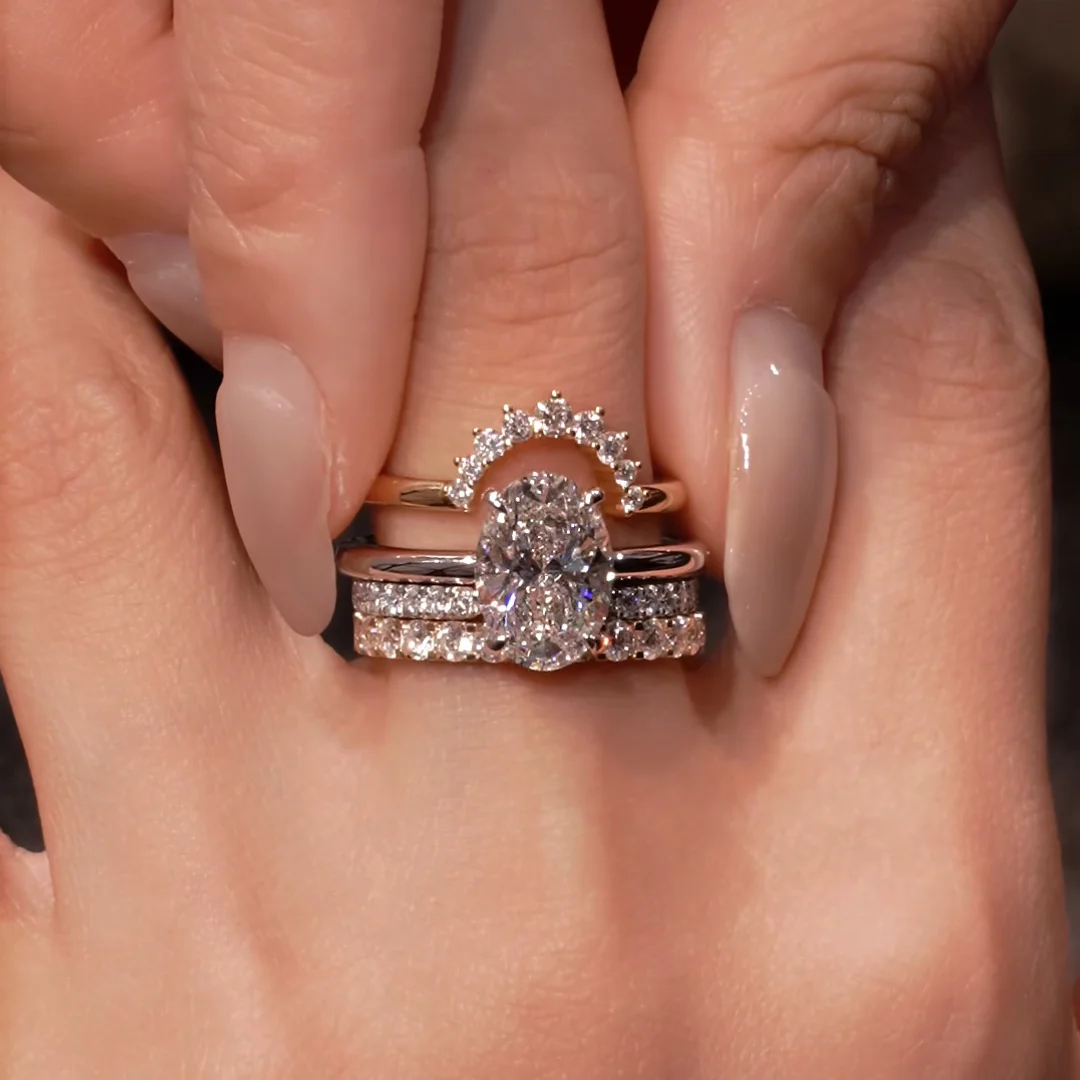Aurora Halo Bridal Ring Set
