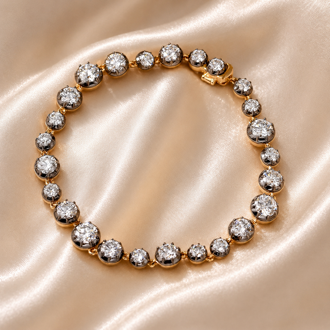 Luxury Graduated Lab-Grown Diamond Tennis Bracelet – Solid Gold | IGI Certified