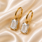 Emerald Cut Lab-Grown Diamond Hoop Earrings in Solid Gold | 3.00 CTW | IGI Certified