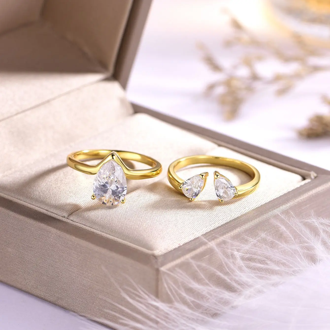 Luna Pear Ring Set — Perfectly Paired
