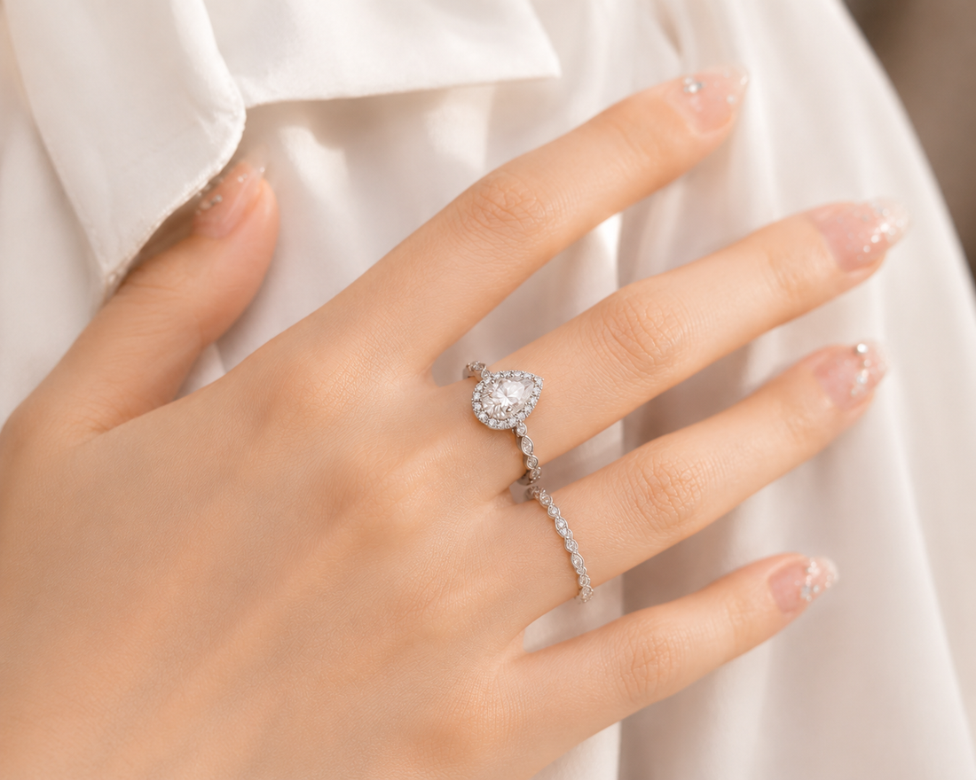 Elegant Pear Cut Moissanite Ring – Timeless Brilliance in 925 Silver