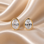 Oval Bezel Lab-Grown Diamond Stud Earrings – Solid Gold | IGI Certified