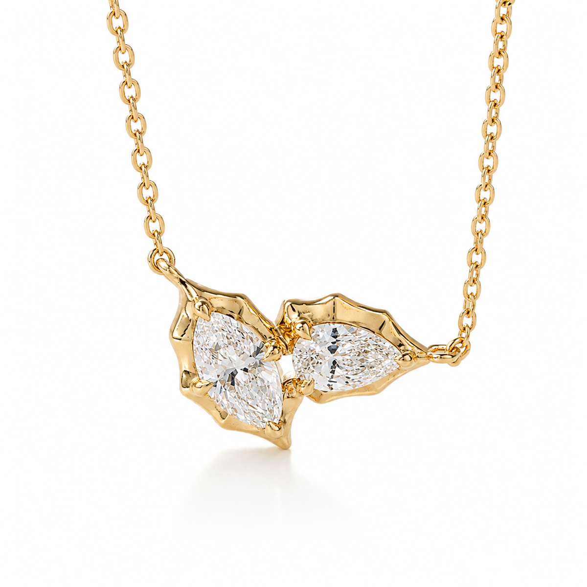 Marquise & Pear Lab-Grown Diamond Necklace – 0.60 CT | Solid Gold