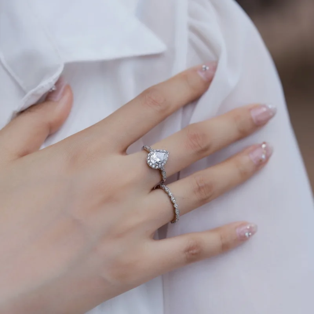 Elegant Pear Cut Moissanite Ring – Timeless Brilliance in 925 Silver